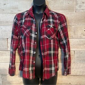 🛍️3/$30 Dangoon  men’s red‎ plaid button up shirt in size x-large